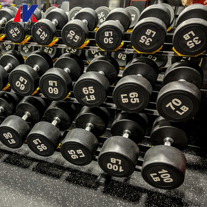 Manubrio Rotondo Commerciale da 100 LBS, Pesi da Palestra, Attrezzatura per Allenamento di Forza e Fitness, <span class=keywords><strong>Manubri</strong></span> in Gomma da <span class=keywords><strong>5</strong></span> <span class=keywords><strong>KG</strong></span> - Product Image 1