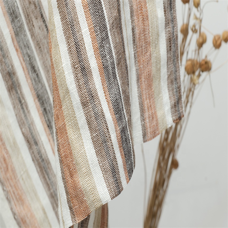 1279 # новая Экологически чистая пряжа, окрашенная полоса, 100% лен, льняная ткань, оптовая продажа одежды