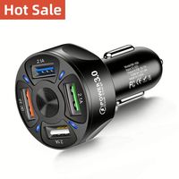 Chargeur de voiture intelligent 4 ports USB 35W 7A avec protection OVP pour téléphone, adaptateur de voiture à charge rapide sans fil