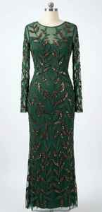 Hot <b>Sale</b> Handcrafted Beaded Full Sleeve Long Gown <b>for</b> Parties or <b>Weddings</b> & Red Carpet Events Available at Factory Price - Product Image 5