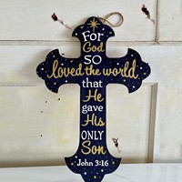 Personnalisé pour Dieu a tant aimé le monde fait à la main Antique croix décoration murale écologique en bois anniversaire décoration de la maison motif