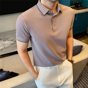 Chemise polo à manches courtes pour homme, t-shirt décontracté à séchage rapide pour l'été, t-shirt sans couture pour homme - Product Image 5