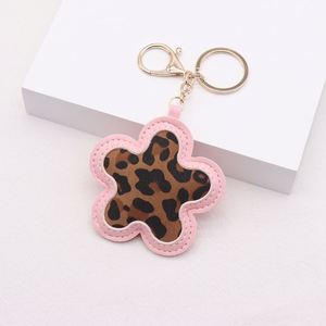 Miu Style Frosted Leopard Print Flower Shaped Bag <b>Keychain</b> Pendant Exquisite <b>Leather</b> <b>Keychain</b> Diy Pendant - Product Image 5