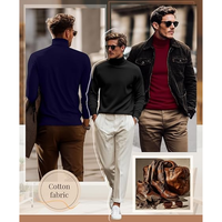 Lot de 3 chemises de base à manches longues, col montant, coupe ajustée pour homme |   Pull thermique extensible pour homme pour superposition hivernale