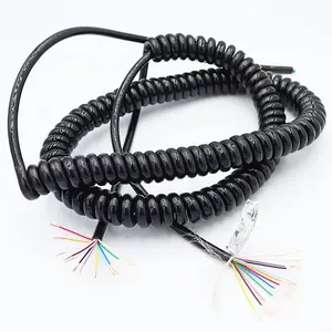 Dongguan Guangying Customize small quantity acceptable Brand 2C 3C 4C 5C Core Spiral Spring Coiled Cable OEM type and length