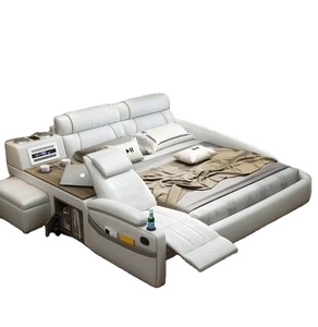 Lit intelligent multifonctionnel au design moderne, taille double, dossier réglable, massage, miroir de maquillage, lit intelligent - hu-2-077 - Product Image 2
