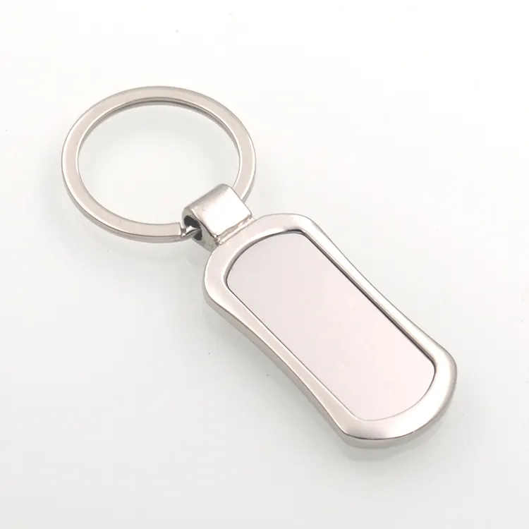 Porte-clés blanc en métal de forme ovale, prix d'usine, porte-clés à Sublimation
