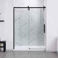 Porte de douche coulissante sans cadre en verre trempé de 6 mm, design carré moderne, pour hôtel, appartement, immeuble, panneau de salle de bain