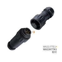 Weipu électrique industriel 7 broches à vis femelle mâle prise circulaire IP67 connecteur de câble étanche WA22 alimentation