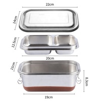 Boîte à déjeuner en acier inoxydable 304 réutilisable, boîte à Bento en métal