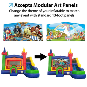 Bạt PVC tùy chỉnh thực hiện lâu đài bơm hơi trượt với quạt cầu vồng mô-đun hiện đại Logo tùy chỉnh Unisex - Product Image 5