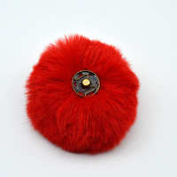 39 couleurs 8cm pompon en fourrure ou fausse fourrure de raton laveur pompon boule avec bouton pression
