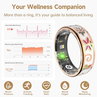 Anneaux intelligents de santé en émail OMKAIMING pour femmes et hommes, anneau de suivi du sommeil, de l'oxygène et de la forme physique, sans abonnement, compatible avec iOS et Android
