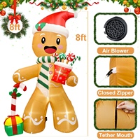 8 Pieds Homme Pain d'Épices Noël Lumières Géant Gonflable Décorations de Jardin Gonflables Nouvelles Décorations de Noël Échantillon 2025