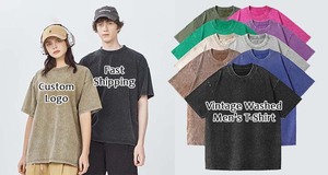 T-shirt vierge unisexe 230G épais délavé à épaules tombantes, vente en gros, personnalisation OEM, chemises publicitaires avec logo - Product Image 2