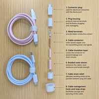 Kabel Pengisian Cepat USB-C 45W dengan Pelindung Anyaman dan Jaket PVC Tipe-C ke Tipe-C Power Delivery untuk Ponsel
