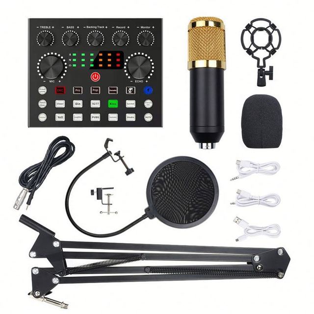 Bm800 USB Recording Studio Condenser Microphone Mic V8S V8S-X Live Sound Card Set Portable Computer Recording Podcasting TikTok
