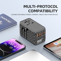 Adaptador de Viaje Universal Internacional Worldplug con Estándar para EE. UU., Australia, Reino Unido y UE, 10 A, 4 Tomas de Corriente, 2 Puertos USB Tipo C