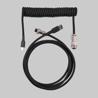 Cable de Datos con Conector de Aviación GX12 en Varios Colores, Cable de Aviación Enrollado Resistente para Teclado Mecánico, Máximo 3 Metros