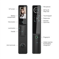 Serrure de porte intelligente Tuya WiFi 3D avec reconnaissance faciale et empreintes digitales, interphone intégré pour porte en verre, en alliage d'aluminium CNC, modèle PST-D1 Pro Max, qualité usine.