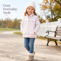 Veste polaire zippée pour filles, motif Fair Isle, douce et thermique, tendance, vêtements d'hiver chauds, multicolores