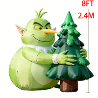 Modèle gonflable Grinch de 2,4 m câlinant un arbre avec lumières LED pour décoration de fête, de vacances, de jardin extérieur et présentation