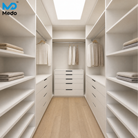 Armoire penderie moderne minimaliste avec tiges de suspension et tiroirs blancs, du sol au plafond, en kit (KD), en contreplaqué mélaminé, fabrication OEM ODM sur mesure