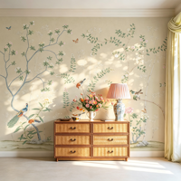 Papier peint personnalisé, fond mural fleurs et oiseaux, papier peint élégant et luxueux pour chambre à coucher, salon, hall d'entrée et salle à manger