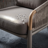 SHISHUN Outdoor-Gartenmöbel-Set für 5 Personen, Seilgeflecht-Aluminium-Sofa-Stühle, Sinterstein-Couchtisch, wasserdicht, rostfrei