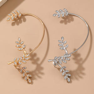 Pendientes de Clip NZ-177 para Mujer, Sin Perforación, con <span class=keywords><strong>Micro</strong></span> Pavé de Diamantes de Imitación y Cristal en Forma de Hoja - Product Image 2