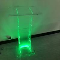 Luz LED reciclable extraíble portátil, acrílico transparente, podio, púlpito, atril, soporte de escritorio, estante de exhibición iluminado, Iglesia