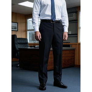 Pantalon de tailleur professionnel pour hommes, noir uni, coupe régulière, tissu respirant avec poches sécurisées pour le travail, pantalon pour hommes - Product Image 3