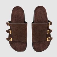 Sandales à plateforme en daim personnalisées avec bride à boucle pour femmes, vente en gros, grandes tailles, couleur marron beige, chaussures de plage d'été