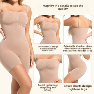 Seamless <strong>Strapless</strong> Shapewear Shortie Bodysuit <strong>Firm</strong> Thigh <strong>Body</strong> <strong>Shaper</strong> for Women Tummy <strong>Control</strong> Full <strong>Body</strong> Shapewear - Product Image 4