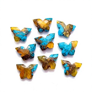 Cuentas de Cobre Turquesa Mohave con Forma de Mariposa, 14MM, Talladas a Mano, Tipo Briolette, para Fabricación de Joyas, Precio al por Mayor - Product Image 1