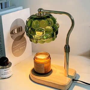 Lampe de table moderne en cristal noir avec abat-jour en forme de grappe, écologique, avec base en bois, col flexible LED E26 pour la décoration de chambre - Product Image 2
