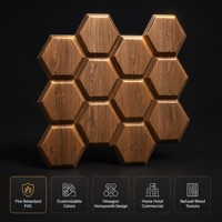 Panel Dinding Dekoratif Anti Air Motif Piramida 3D Hexagon Embossed, Cocok untuk Dinding Latar, Harga Promo