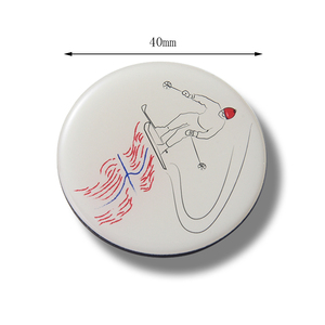 Aimant de réfrigérateur personnalisé rond, souvenir touristique de ski - Product Image 3