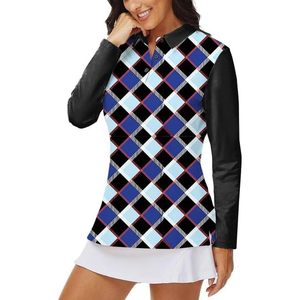 FOXA Women's <b>Long</b> <b>Sleeve</b> Polo <b>Shirt</b> <b>3</b> <b>Button</b> Collared Breathable Golf Clothing Sublimation Print 100% Polyester Knitted - Product Image 1