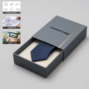 Reusable Custom Logo Paper Cardboard Drawer Tie Gift Packaging <b>Box</b> for Men Accessories - Product Image 1