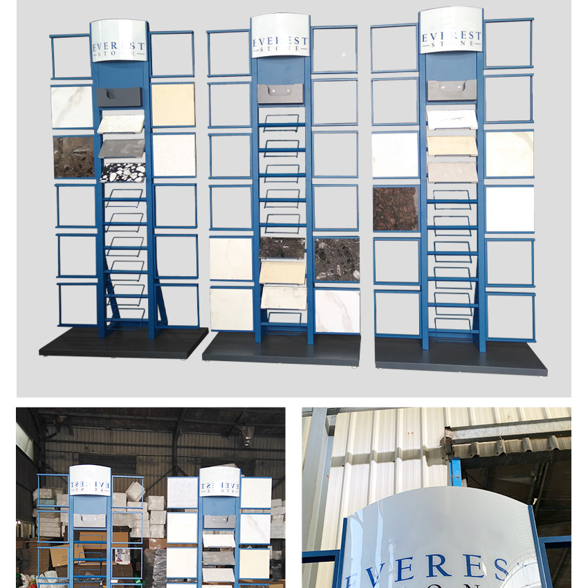 Hot Sale SRL138 Floor Standing Marble Stone Floor Ceramic Unit Showroom Metal Display Racks Granite Tiles Display Rack Stand