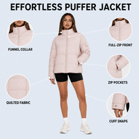 Blouson court matelassé ample pour femme, col montant, chaud pour l'hiver, manteau rembourré, vêtement d'extérieur personnalisé ODM pour femme avec poche sur le bras