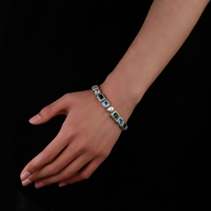 Multicolourful 10mm <b>Iced</b> <b>Out</b> Bling Clustered Tennis <b>Chain</b> New Design Hip Hop 5A Zircon Bracelet Fashion Round Square Necklace - Product Image 2