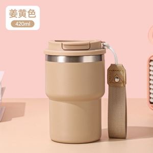 Termo de Acero Inoxidable para Auto y Camping, para el Regreso a Clases, Taza para Café, Leche, Agua, con Correa de Mano - Product Image 3