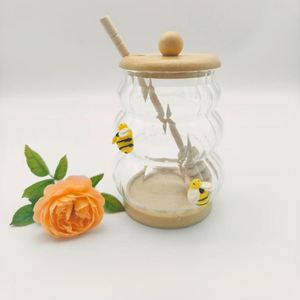 Pot à miel en verre borosilicate avec couvercle, pot de rangement de cuisine avec tige mélangeuse pour le stockage de confiture - Product Image 6
