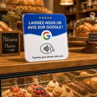 Tarjeta de Reseñas de Google, Versión Francesa, Adhesivo Acrílico NFC, Resistente al Agua, Logotipo Impreso Personalizado para Cafetería, Hotel, Restaurante