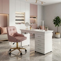 Table de manucure moderne avec collecteur de poussière et rangement pour salon de manucure