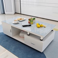 Table basse moderne et simple, meuble TV combiné, support TV rétractable en verre trempé à poser au sol, meuble de rangement pour la maison