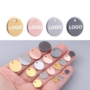 Gümüş daire marka bilezik küçük asılı Charm S925 yuvarlak kolye kuyruk etiketi DIY gümüş parça takı kolye aksesuarları - Product Image 2