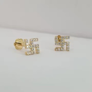 Nouvelles boucles d'oreilles en diamant avec fermoir à vis en or 18 carats, parfaites pour les boutiques de cadeaux de luxe, bijoux - Product Image 1